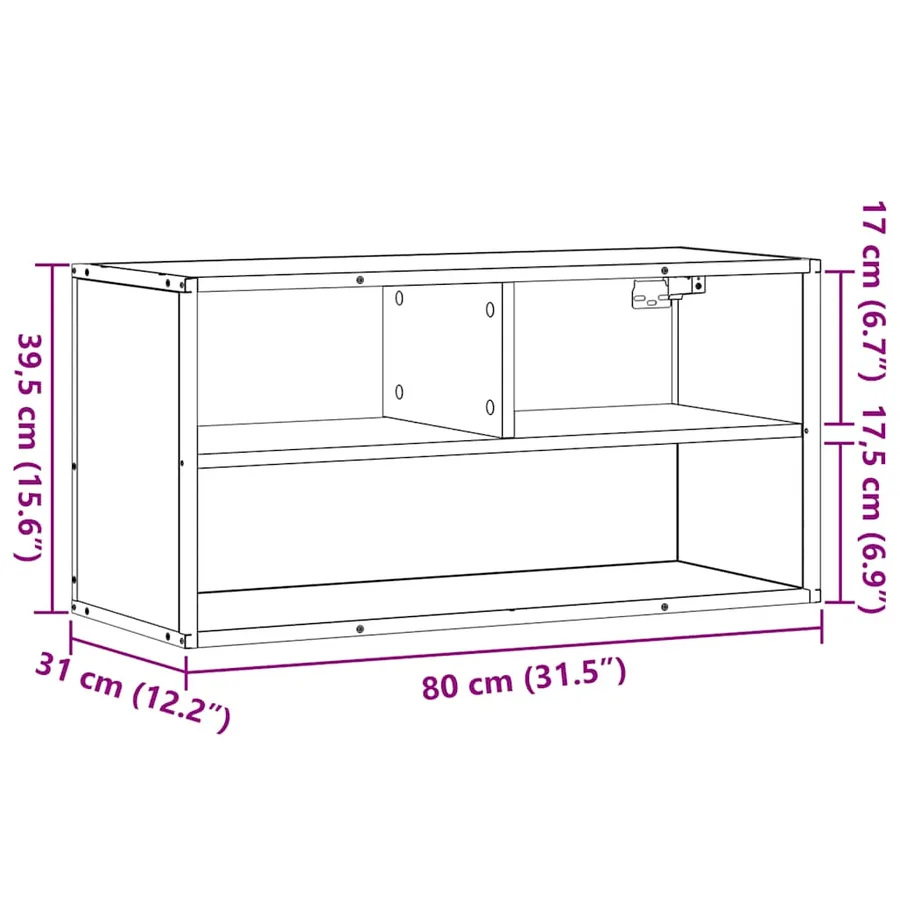 Meuble TV sonoma gris 80x31x39,5 cm bois d'ingénierie et métal - 10