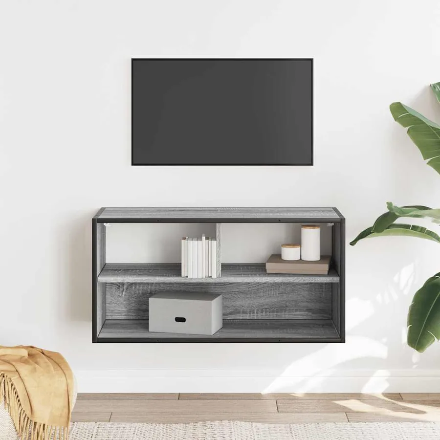 Meuble TV sonoma gris 80x31x39,5 cm bois d'ingénierie et métal - 3