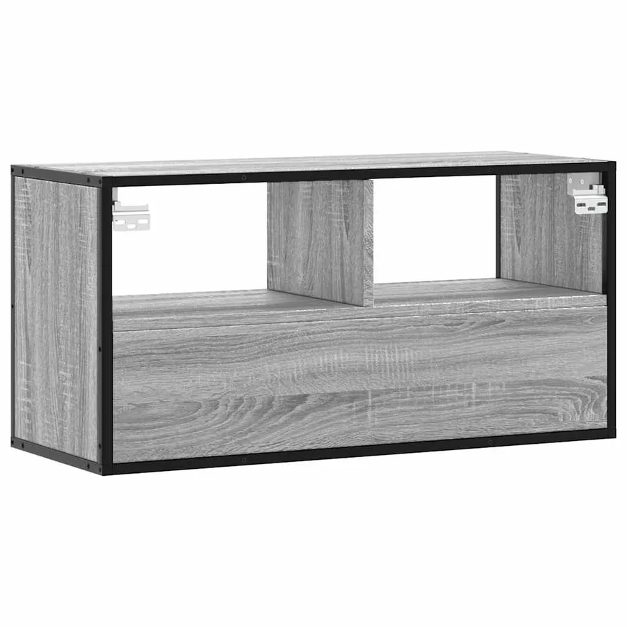 Meuble TV sonoma gris 80x31x39,5 cm bois d'ingénierie et métal - 6