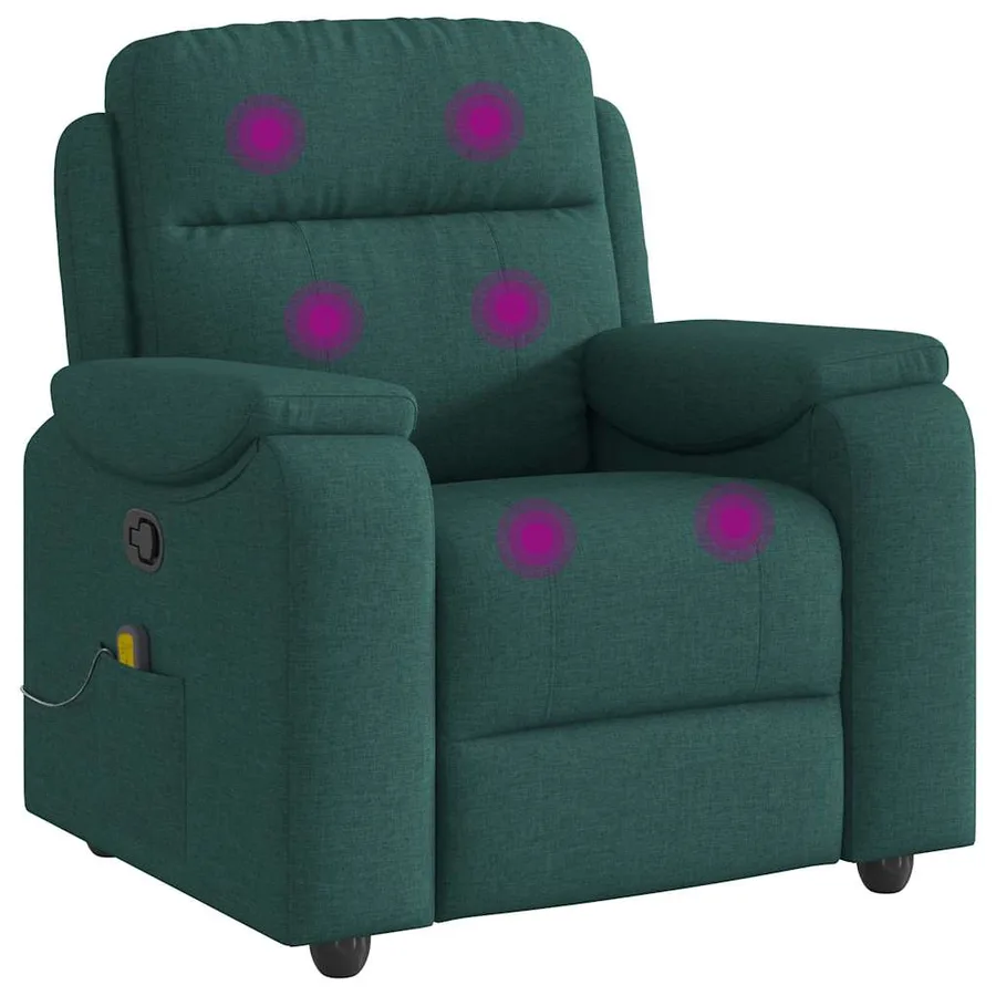 Fauteuil de massage inclinable Vert foncé Tissu - 6