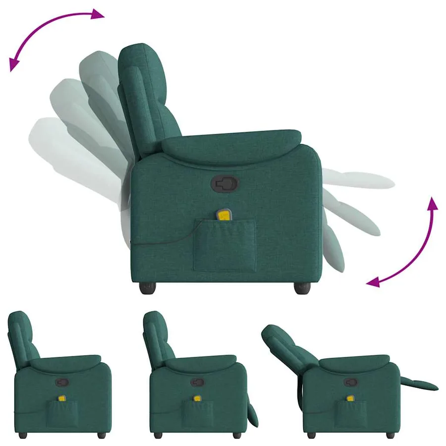 Fauteuil de massage inclinable Vert foncé Tissu - 7