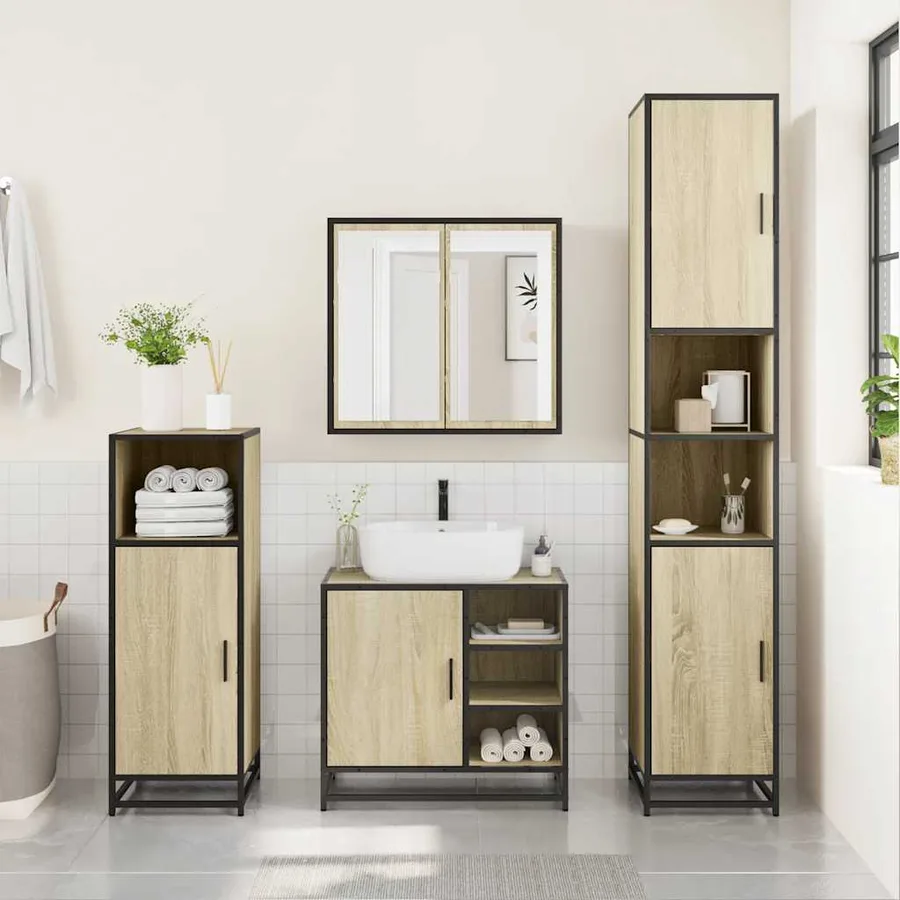 Ensemble de meubles de salle de bain 3 pcs chêne sonoma - 3