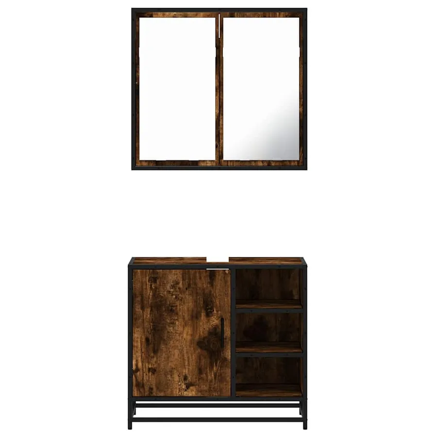 Ensemble de meubles de salle de bain 2 pcs Chêne fumé - 5