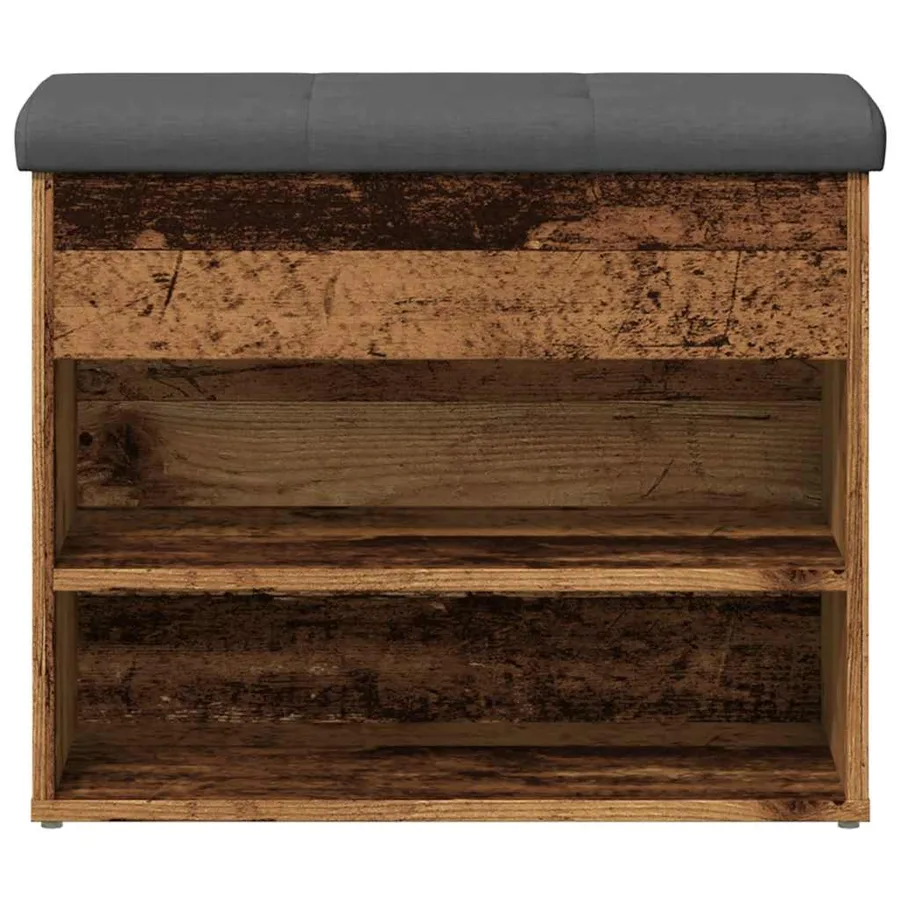 Banc à chaussures vieux bois 62x32x50 cm bois d'ingénierie - 4