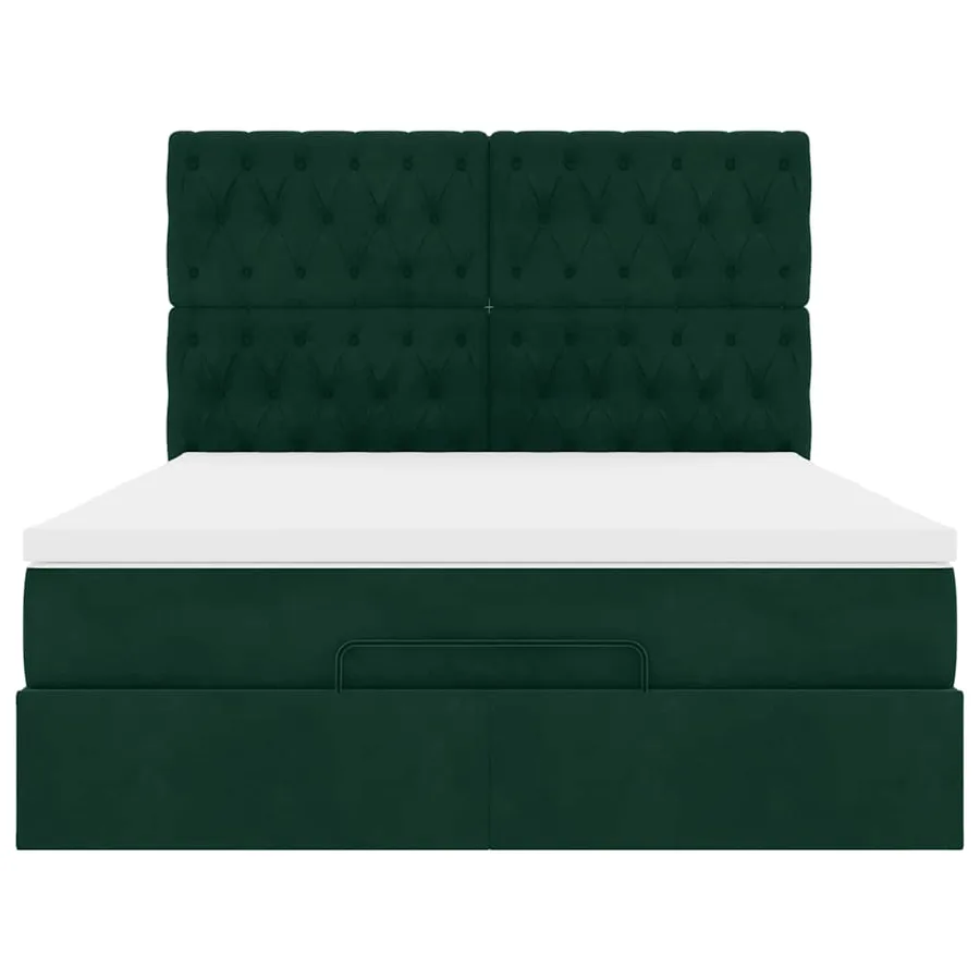 Cadre de lit ottoman avec matelas vert foncé 140x200 cm velours - 7