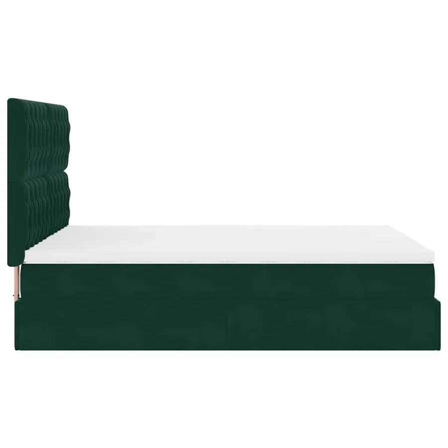 Cadre de lit ottoman avec matelas vert foncé 140x200 cm velours - 8