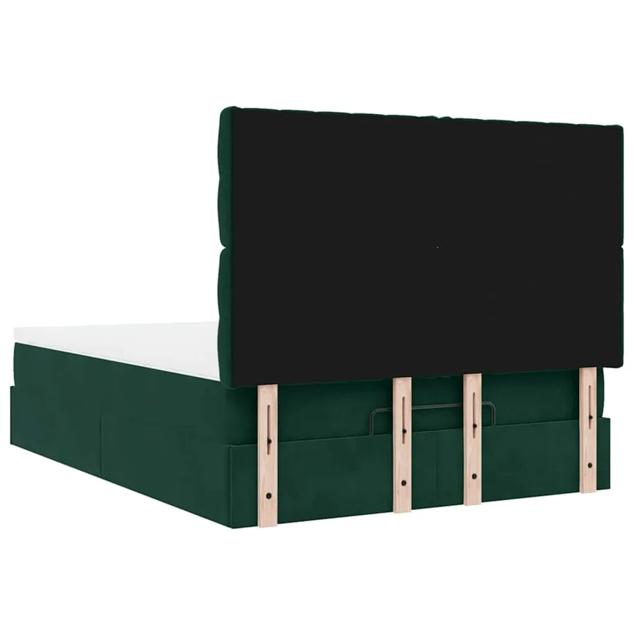 Cadre de lit ottoman avec matelas vert foncé 140x200 cm velours - 9