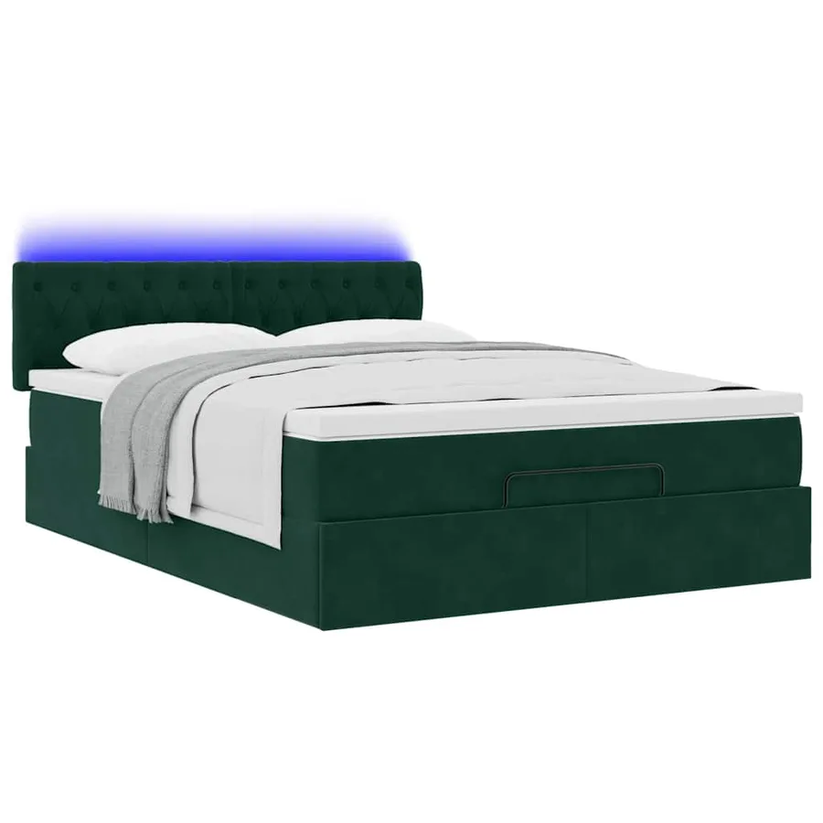 Cadre de lit ottoman avec matelas vert foncé 140x200 cm velours - 6