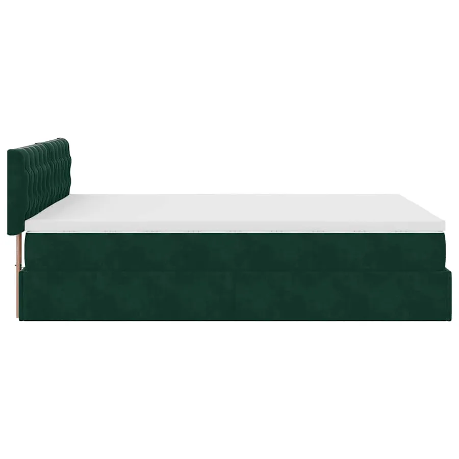 Cadre de lit ottoman avec matelas vert foncé 140x200 cm velours - 10