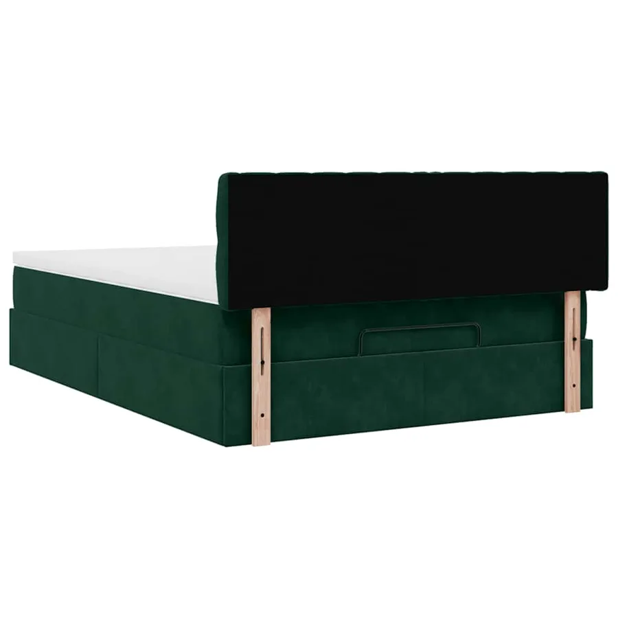 Cadre de lit ottoman avec matelas vert foncé 140x200 cm velours - 11