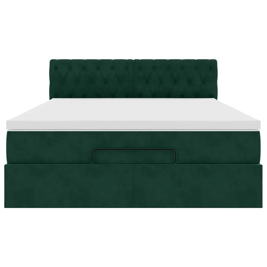 Cadre de lit ottoman avec matelas vert foncé 140x200 cm velours - 7
