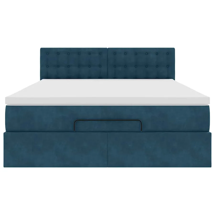 Cadre de lit ottoman avec matelas bleu foncé 140x200 cm velours - 7