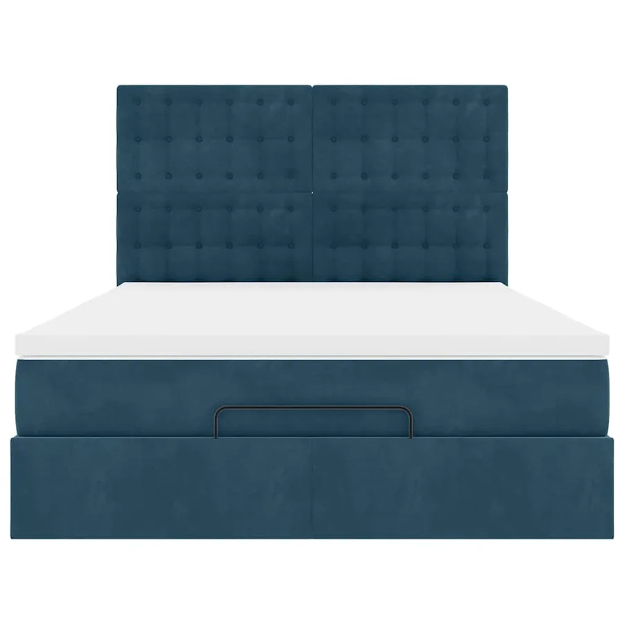 Cadre de lit ottoman avec matelas bleu foncé 140x200 cm velours - 7