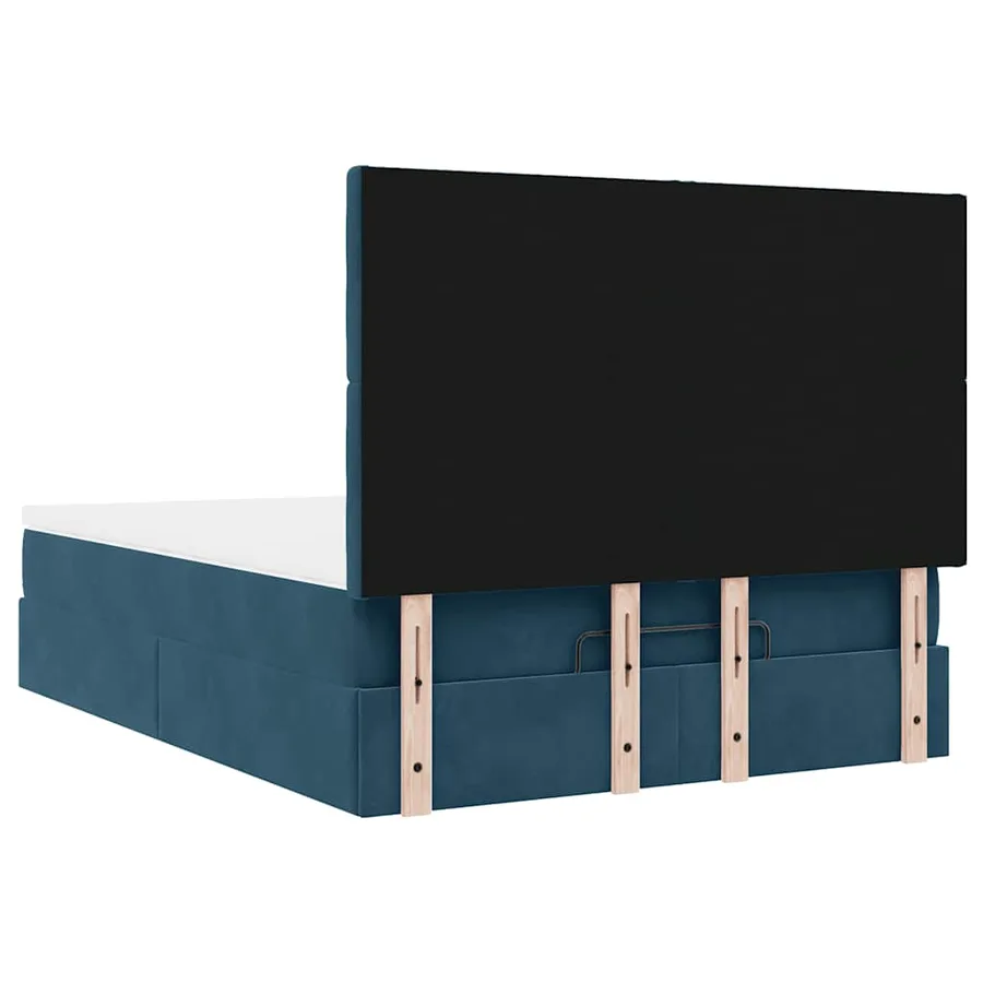 Cadre de lit ottoman avec matelas bleu foncé 140x200 cm velours - 10