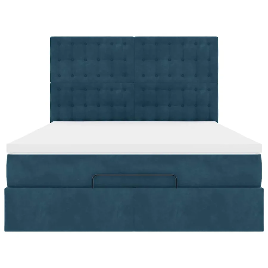 Cadre de lit ottoman avec matelas bleu foncé 140x200 cm velours - 8