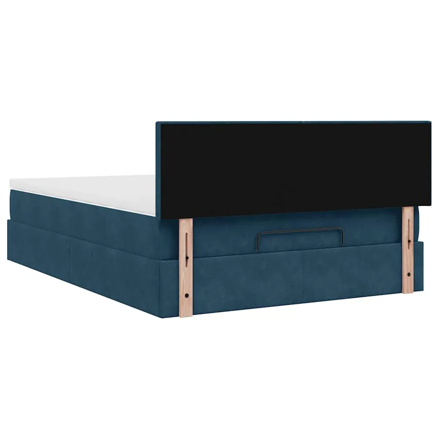 Cadre de lit ottoman avec matelas bleu foncé 140x200 cm velours - 11
