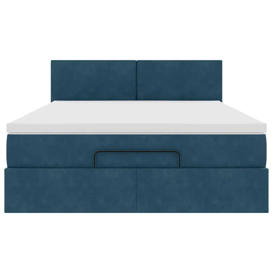 Cadre de lit ottoman avec matelas bleu foncé 140x200 cm velours - 7
