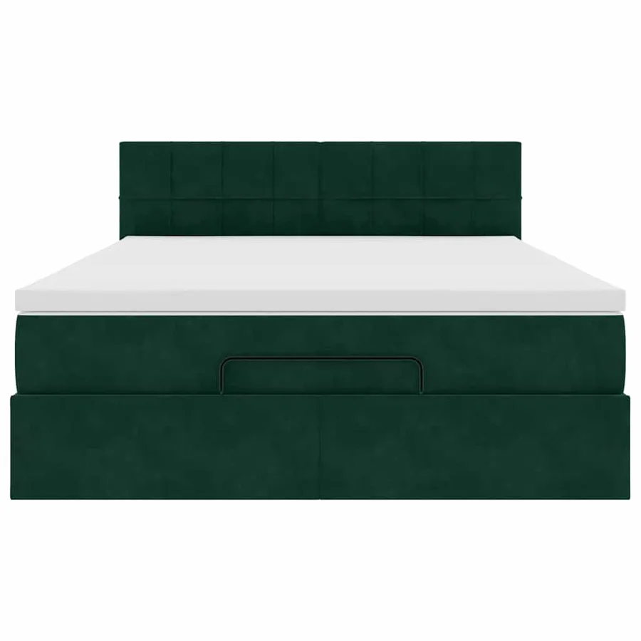 Cadre de lit ottoman avec matelas vert foncé 140x200 cm velours - 5