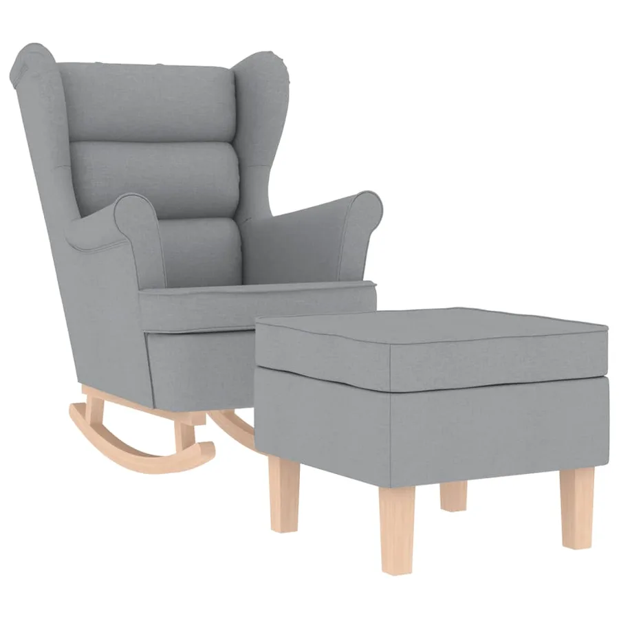 Chaise à bascule avec repose-pied Gris clair Tissu - 2