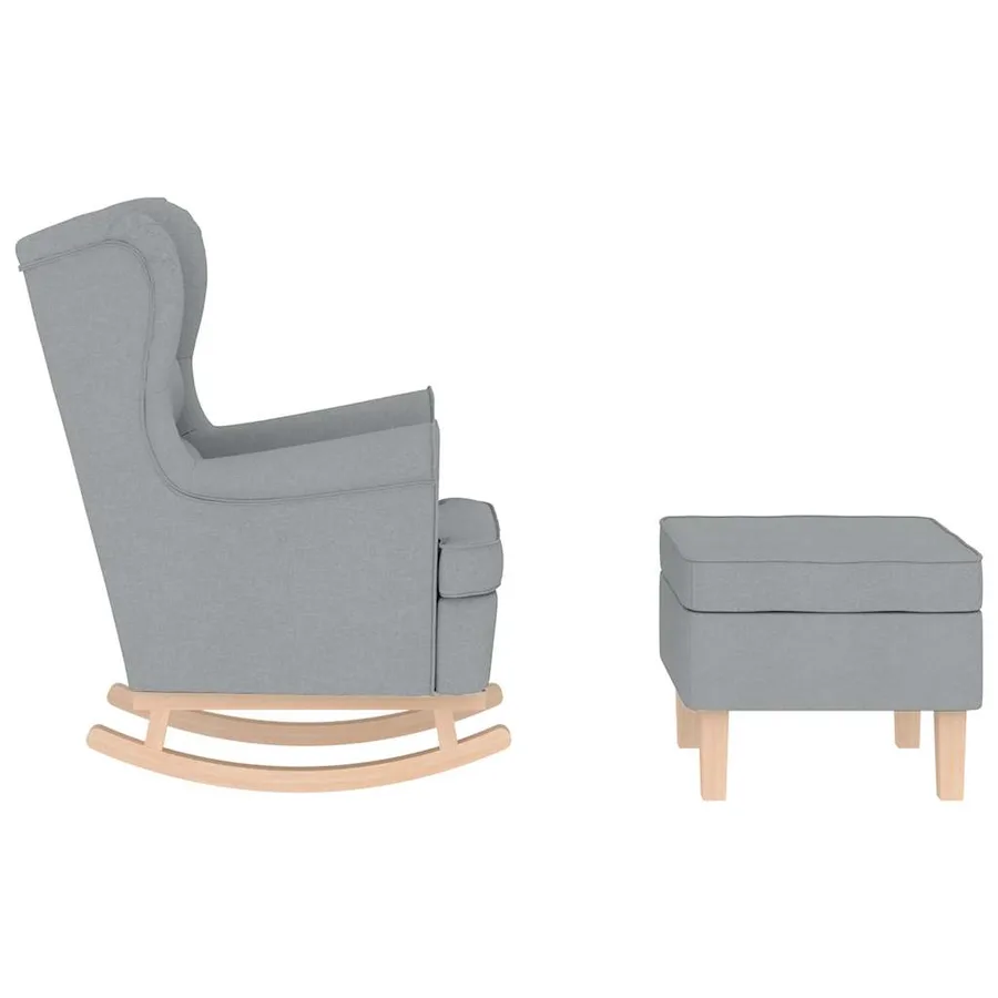 Chaise à bascule avec repose-pied Gris clair Tissu - 5