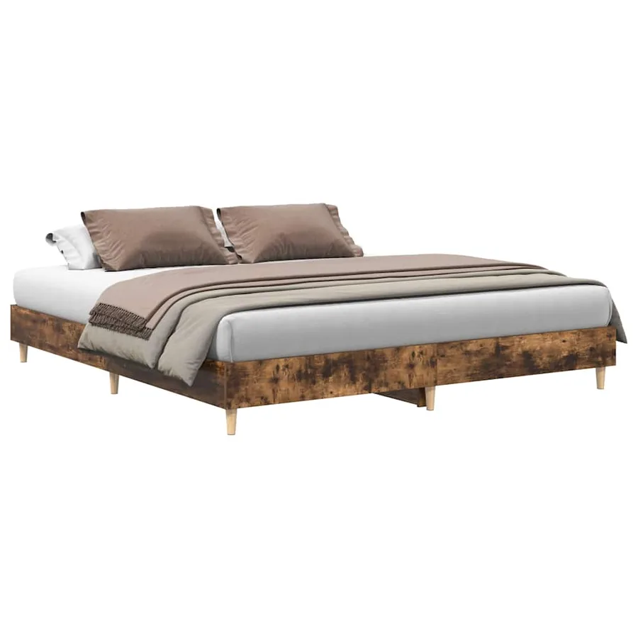 Cadre de lit sans matelas chêne fumé 160x200 cm bois ingénierie - 2