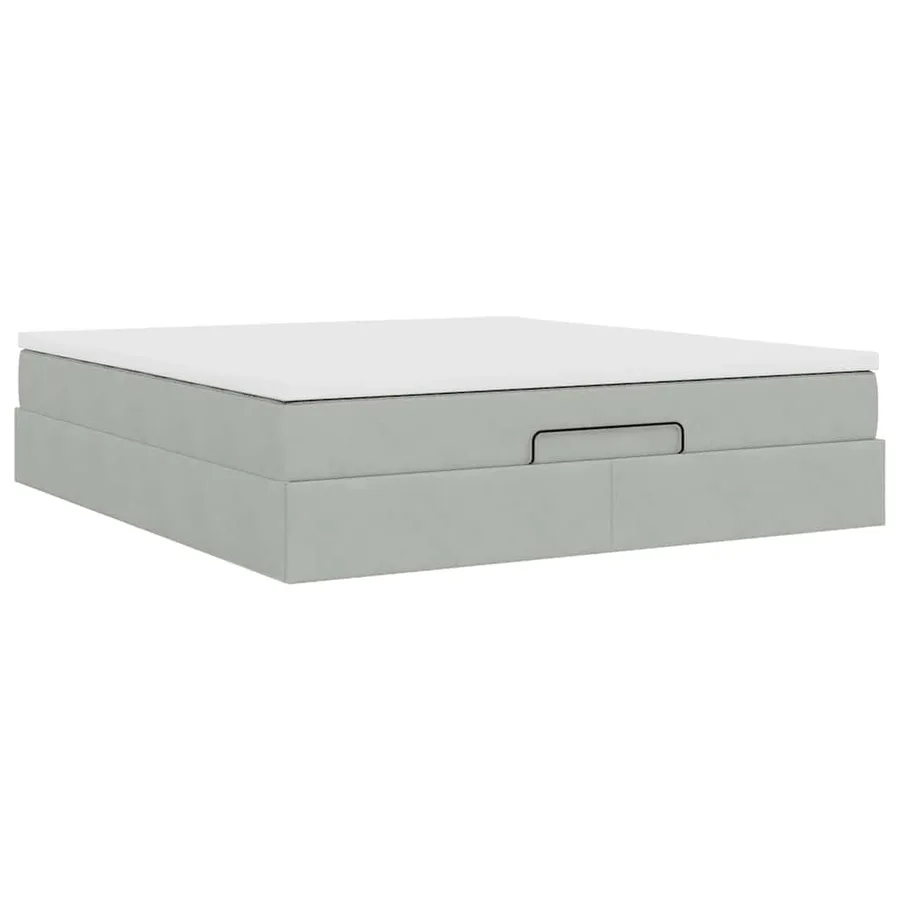 Cadre de lit ottoman avec matelas gris clair 160x200 cm velours - 10
