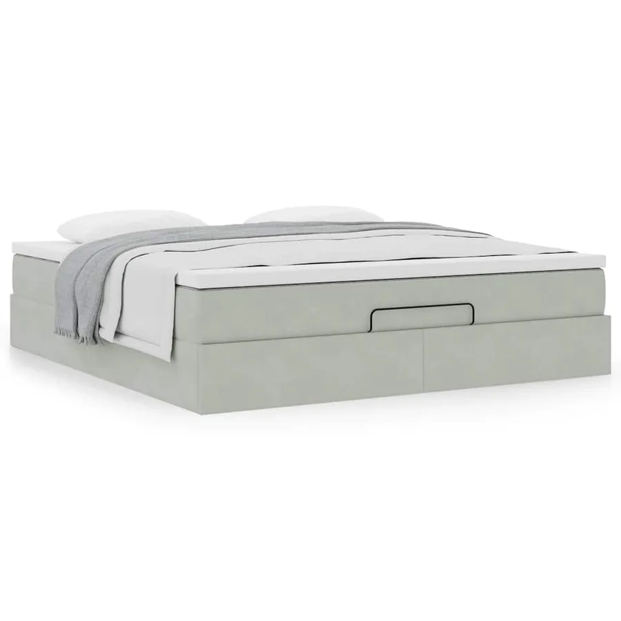 Cadre de lit ottoman avec matelas gris clair 160x200 cm velours - 4
