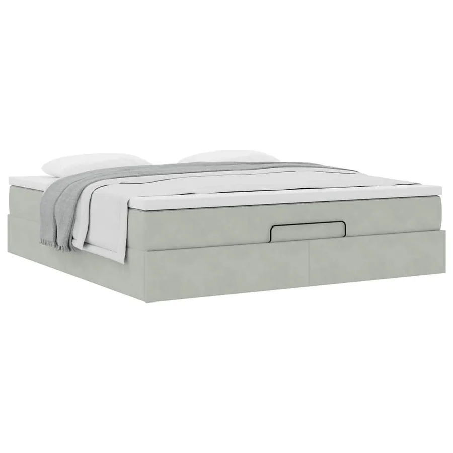 Cadre de lit ottoman avec matelas gris clair 160x200 cm velours - 5