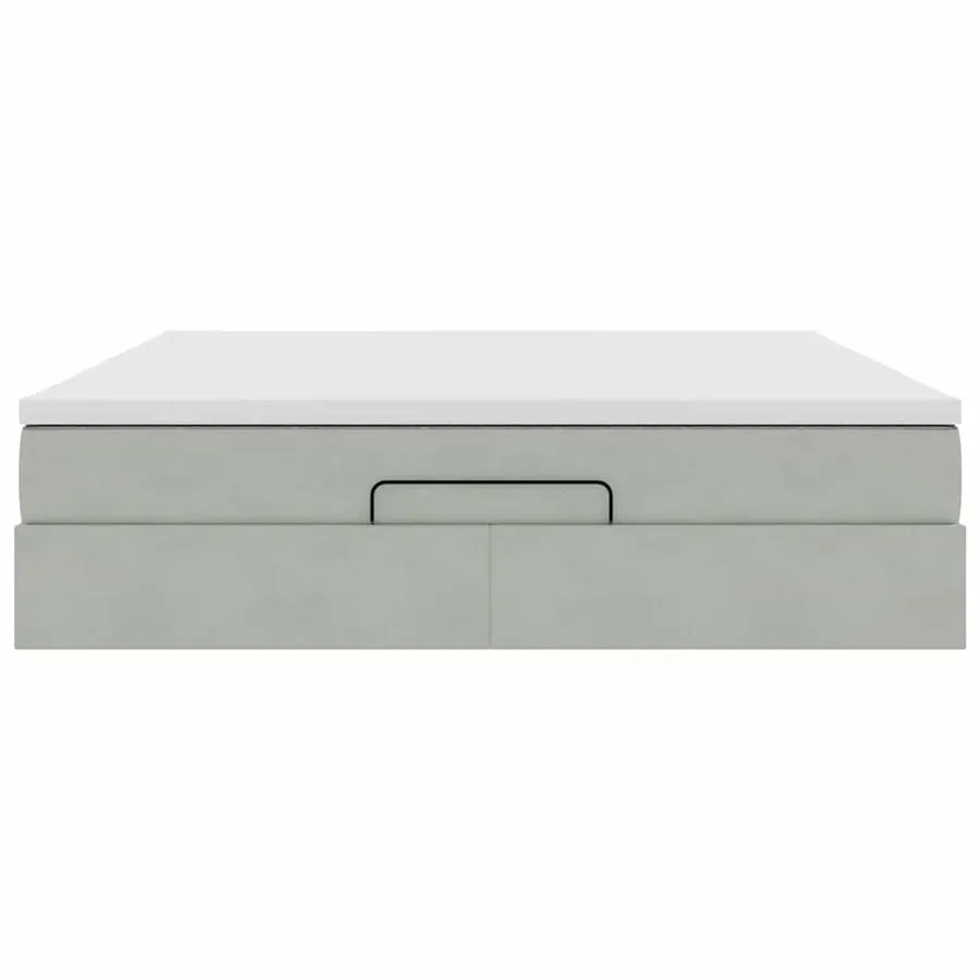 Cadre de lit ottoman avec matelas gris clair 160x200 cm velours - 7