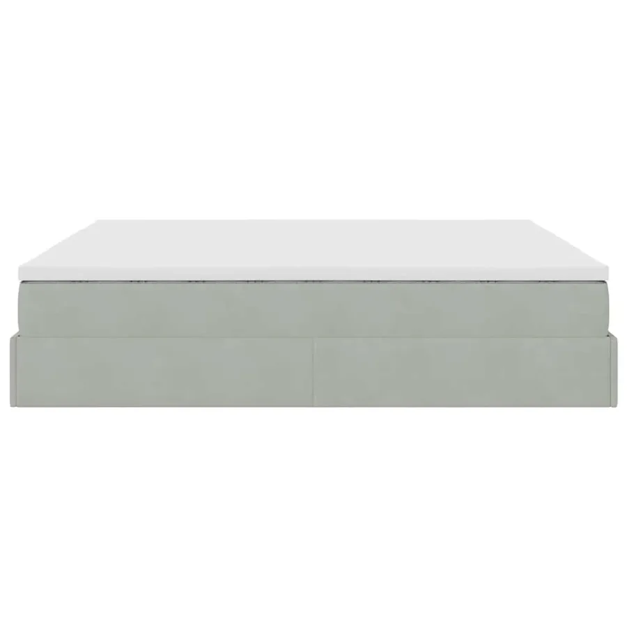 Cadre de lit ottoman avec matelas gris clair 160x200 cm velours - 9