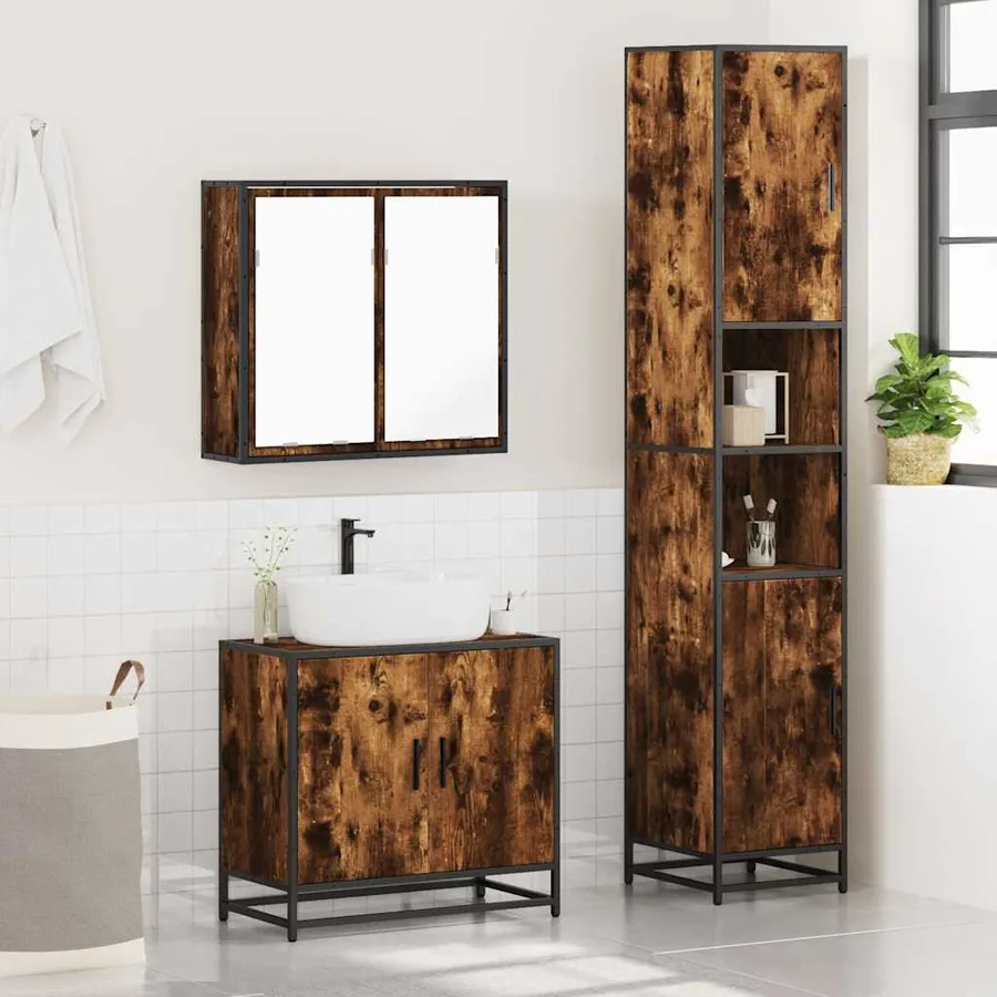 Ensemble de meubles de salle de bain 3 pcs Chêne fumé - 4