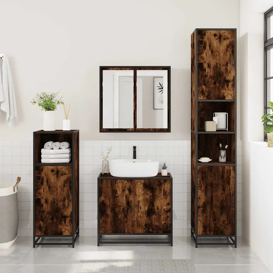 Ensemble de meubles de salle de bain 3 pcs Chêne fumé - 3