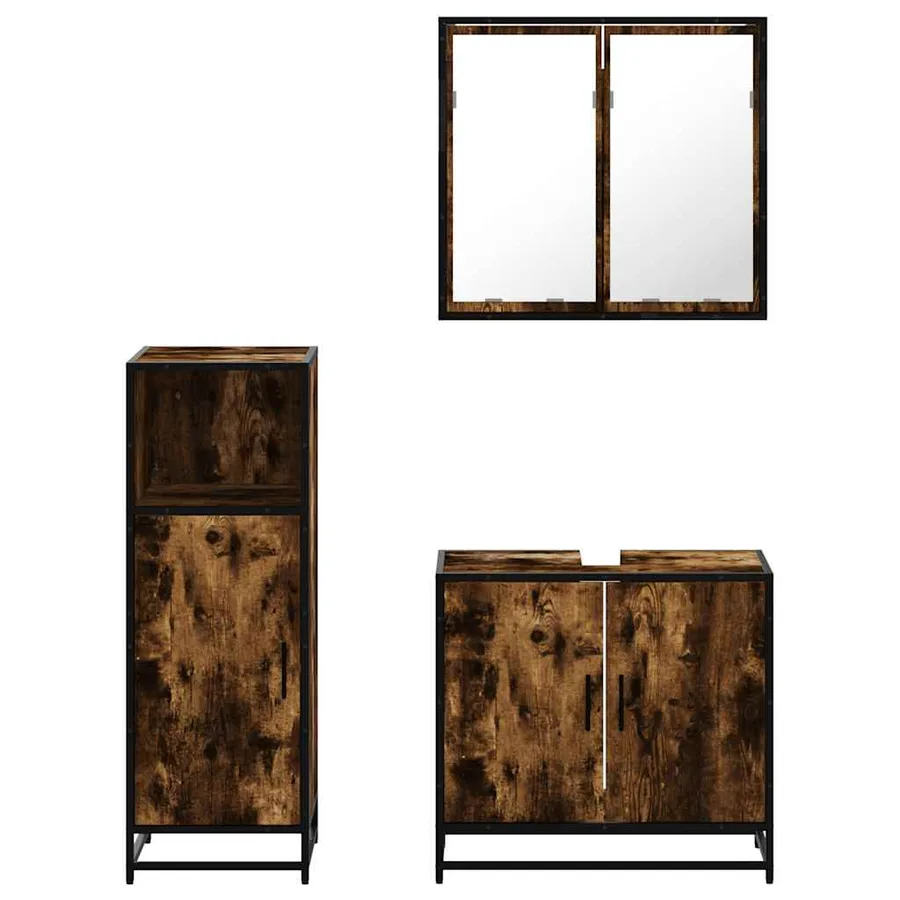 Ensemble de meubles de salle de bain 3 pcs Chêne fumé - 5