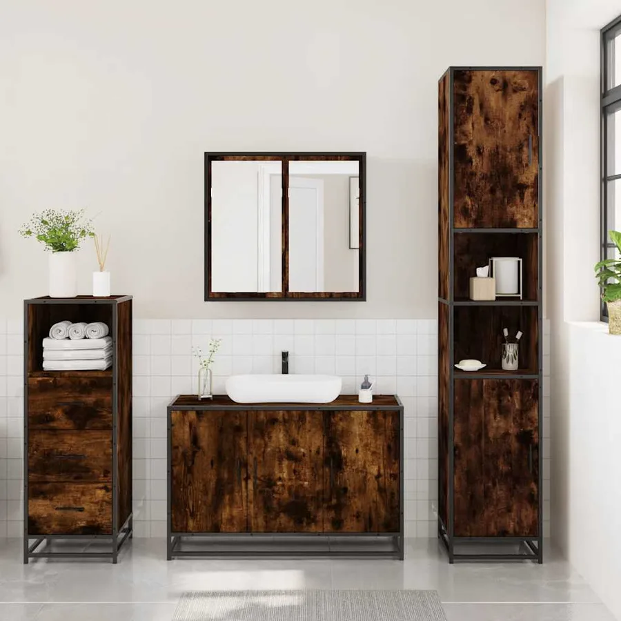Ensemble de meubles de salle de bain 3 pcs Chêne fumé - 3