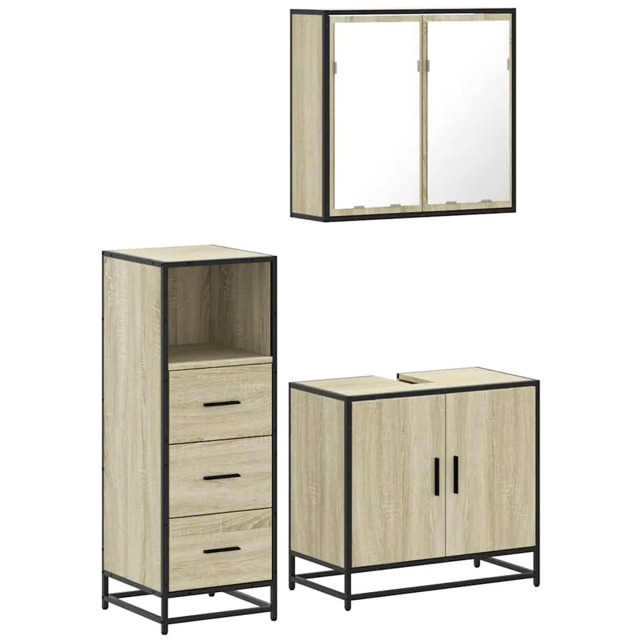 Ensemble de meubles de salle de bain 3 pcs chêne sonoma - 2