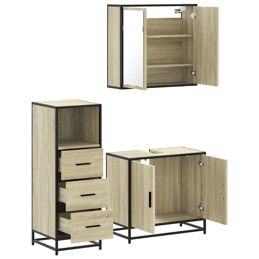 Ensemble de meubles de salle de bain 3 pcs chêne sonoma - 6