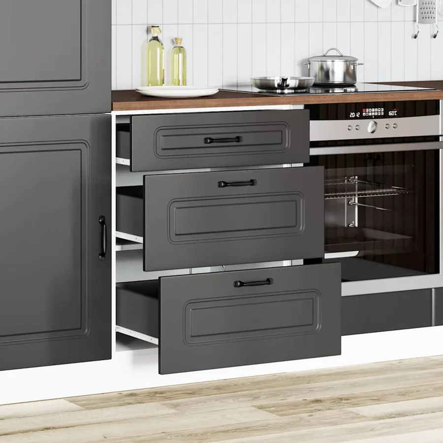 Meuble bas de cuisine « Kalmar » Bois d'ingénierie noir - 3