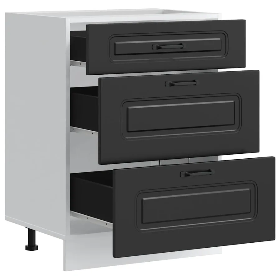 Meuble bas de cuisine « Kalmar » Bois d'ingénierie noir - 5