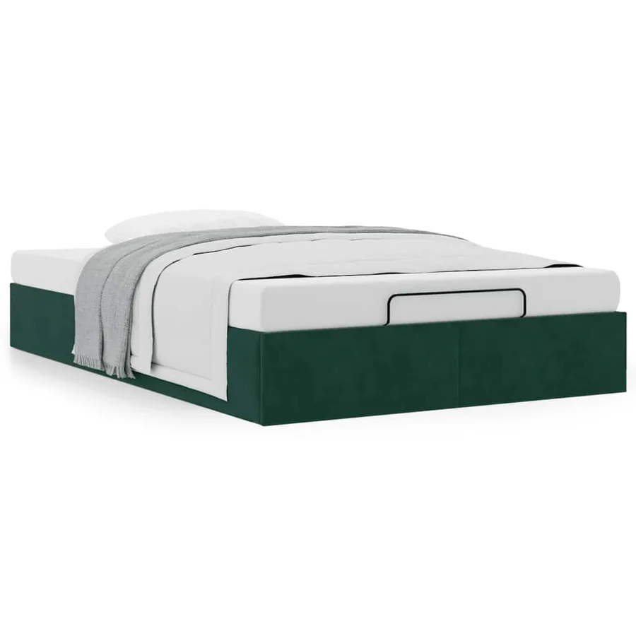 Cadre de lit ottoman sans matelas vert foncé 120x200 cm velours - 4