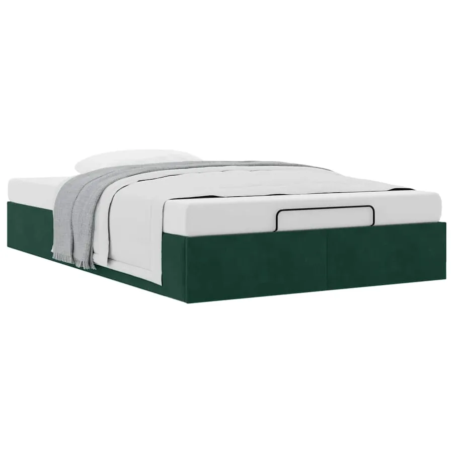 Cadre de lit ottoman sans matelas vert foncé 120x200 cm velours - 5