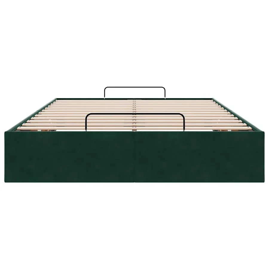 Cadre de lit ottoman sans matelas vert foncé 120x200 cm velours - 7