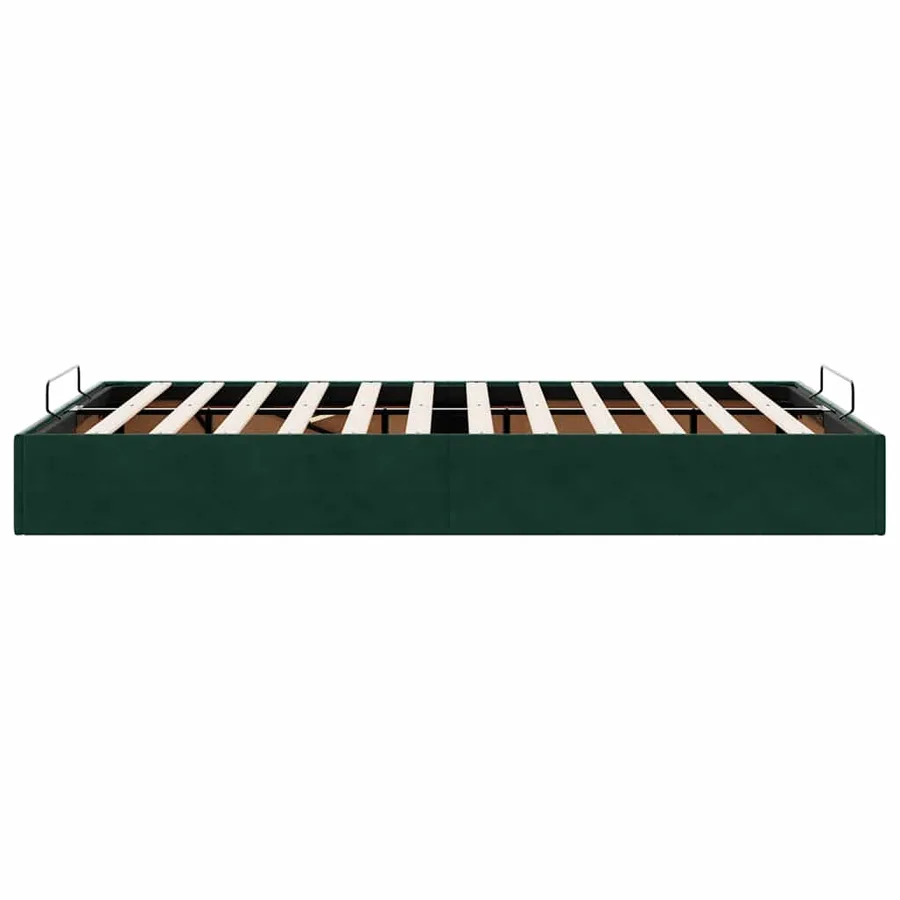 Cadre de lit ottoman sans matelas vert foncé 120x200 cm velours - 8