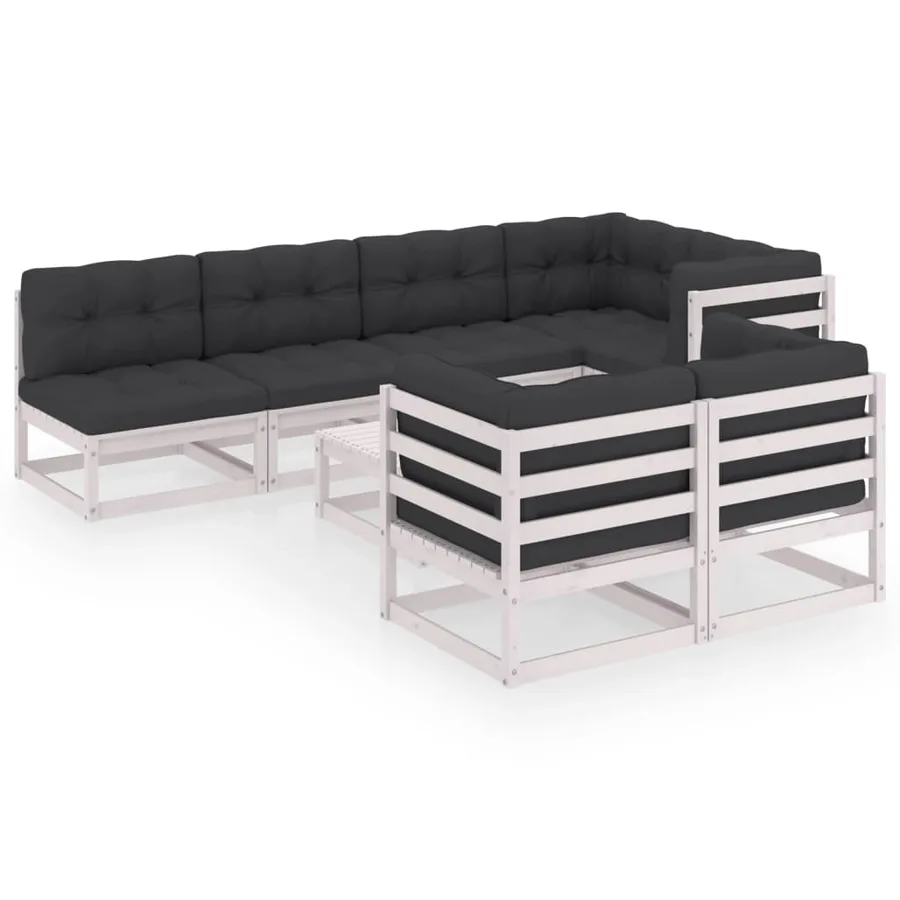 Salon de jardin 8 pcs avec coussins Bois de pin massif - 2