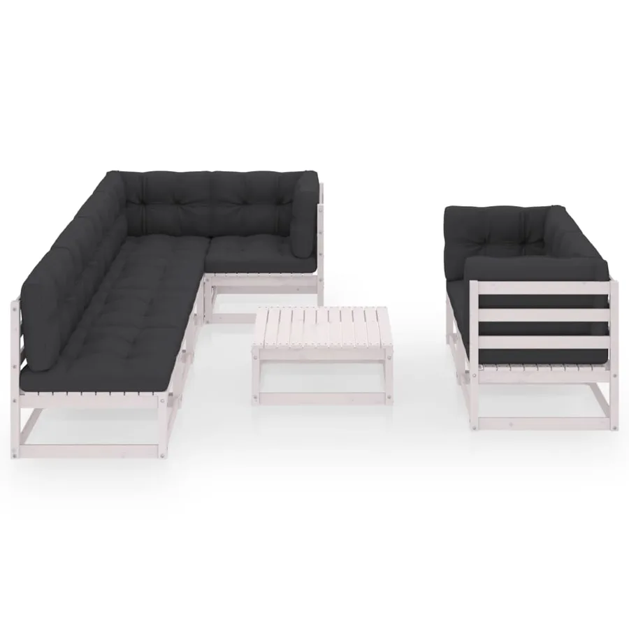 Salon de jardin 8 pcs avec coussins Bois de pin massif - 3