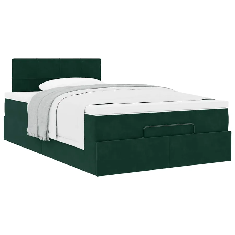 Cadre de lit ottoman avec matelas vert foncé 120x200 cm velours - 4