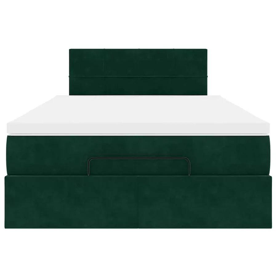 Cadre de lit ottoman avec matelas vert foncé 120x200 cm velours - 5