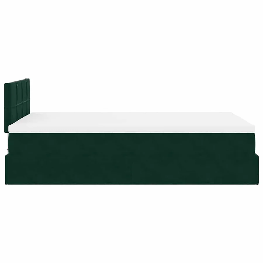 Cadre de lit ottoman avec matelas vert foncé 120x200 cm velours - 8