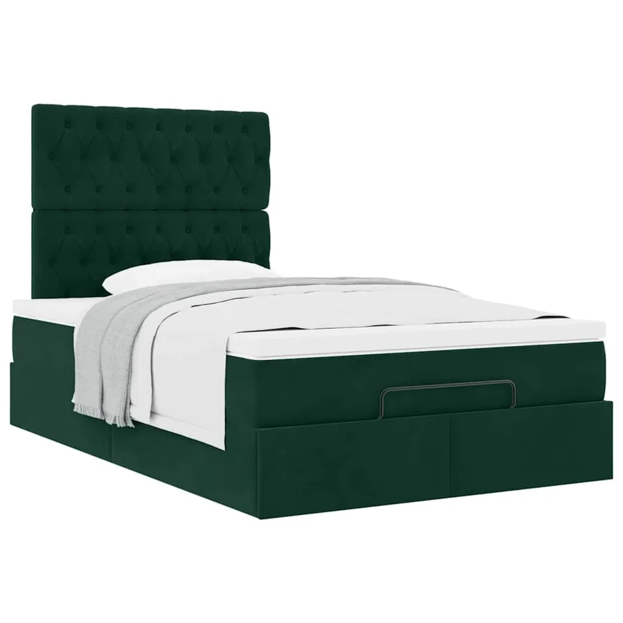 Cadre de lit ottoman avec matelas vert foncé 120x200 cm velours - 5
