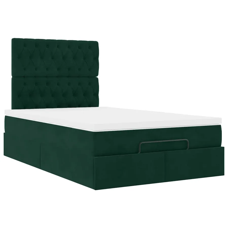 Cadre de lit ottoman avec matelas vert foncé 120x200 cm velours - 6