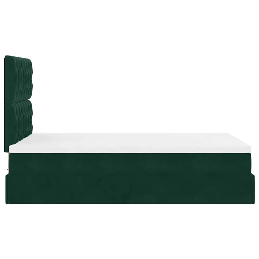 Cadre de lit ottoman avec matelas vert foncé 120x200 cm velours - 8